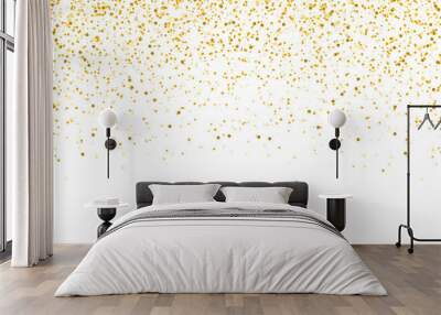 Golden glitter dust particles confetti on transparent background. Shine falling gold dust lights. abstract luxury gold confetti border. Wall mural