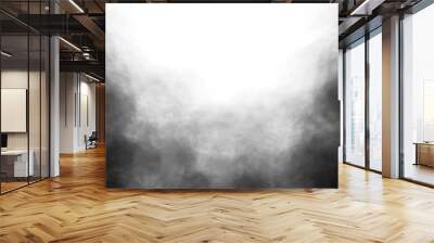 Realistic black smoke or fog isolated white background. Rising smoke Texture overlays.  Graphic design element, decoration	, Smoke PNG Wall mural