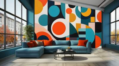 Abstract Scandinavian Analogous Painting Minimalistic Modern Artwork Geometric Colourful Wall Art Patterns Wall mural