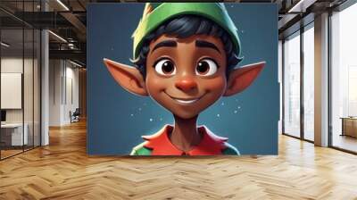 Colorful Elf Portrait Painting Beautiful Christmas Character Background Graphic Banner Design Wall mural