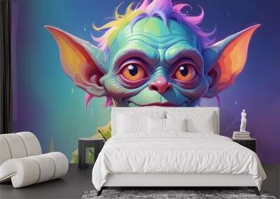 Colorful Goblin Portrait Painting Beautiful Fantasy Character Background Graphic Banner Design Wall mural