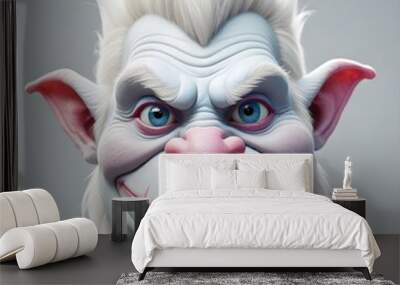 Colorful Troll Portrait Painting Cute Fantasy Character Graphic Banner Design Wall mural