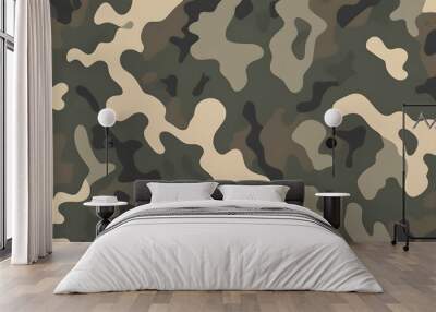 Green Camouflage Pattern Military Colors Vector Style Camo Background Graphic Army Wall Art Design Wall mural