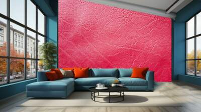 red leather background, old pink leather skin Wall mural