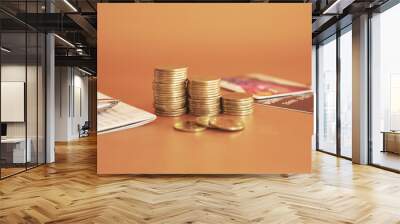 stacks of money coin Business and financial investment concept Wall mural