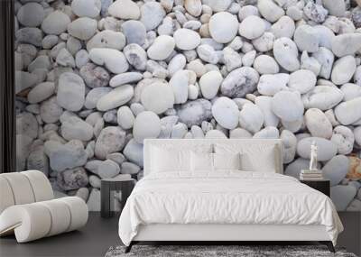 white pebble stone background, closeup pebble stone background Wall mural