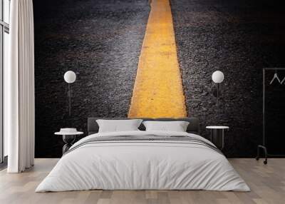 yellow lines on the road. asphalt background Wall mural