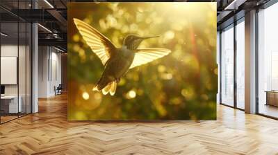 Bird flies and catches a tree Wall mural