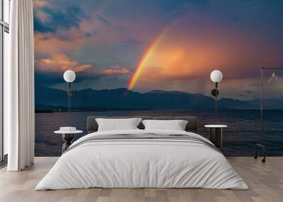 Hokkaido, Japan evening rainbow Wall mural