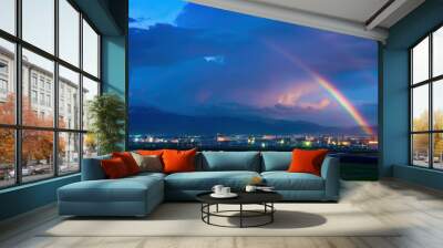 Hokkaido, Japan evening rainbow Wall mural