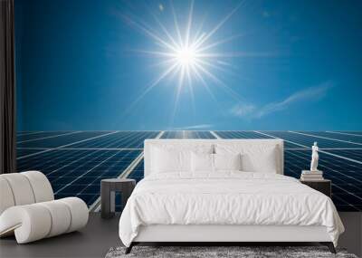 solar cell panels with a sky background. alternative electricity source Wall mural