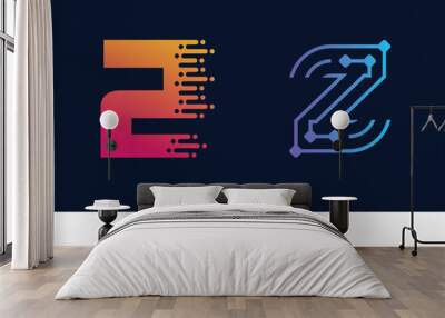 Number 2 digital technology logo design collection. Wall mural