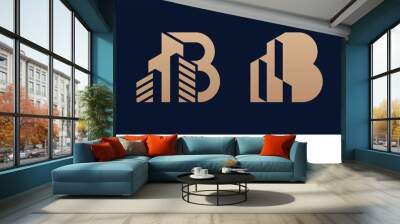 Set of creative letter B building logo designs. Wall mural