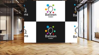 set of minimalist funny moment, balloons party logo design concept Wall mural