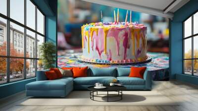 Colorful Birthday Cake. Wall mural