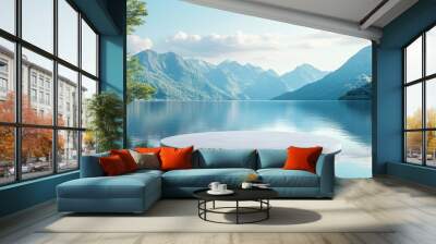 Minimalist Lake Platform. Wall mural