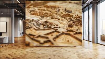 Wooden Model of a City. Wall mural