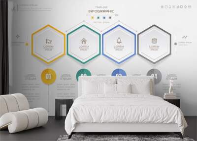 Infographics design template with business icons, process diagram, vector eps10 illustration Wall mural