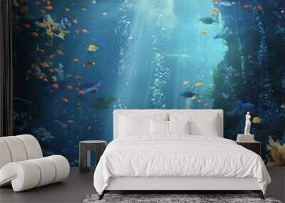 Atmospheric underwater scene with exotic marine life Wall mural