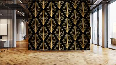 Art Deco Pattern. Seamless black and gold background. Wall mural