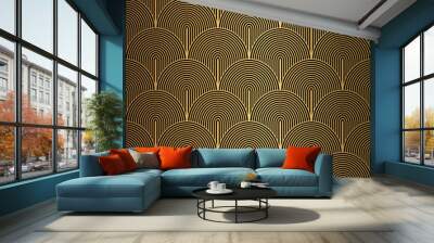 Art Deco Pattern. Seamless black and gold background. Wall mural