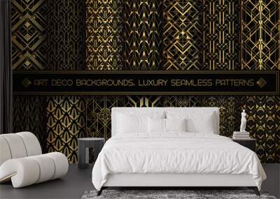 Art Deco Patterns. Seamless black and gold backgrounds. Wall mural