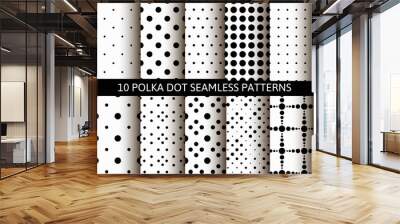 Unusual black white polka dot pattern set Wall mural