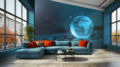 Global & international business concept. World connected. Social network concept. Wall mural