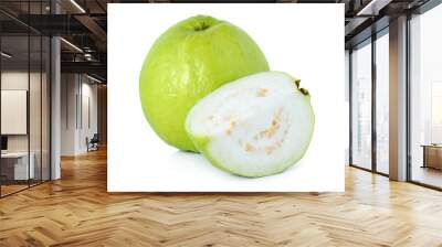 Guava (tropical fruit) on white background Wall mural