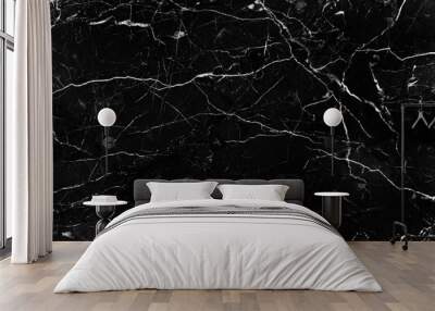 Texture of nature black marble with white curly abstract in seamless patterns for background Wall mural