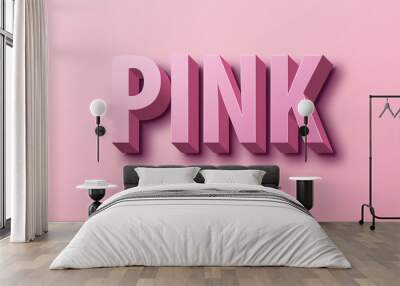 3D pink Text effect, Editable text Wall mural