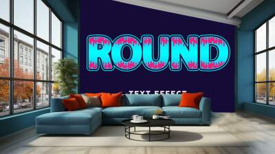 Cyan blue text with red round lines text effect Wall mural