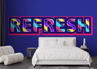 Fresh Colorful lines with dark blue and red outline text effect, editable text Wall mural