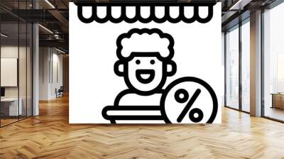 bazaar discount shopman outline icon and illustration Wall mural