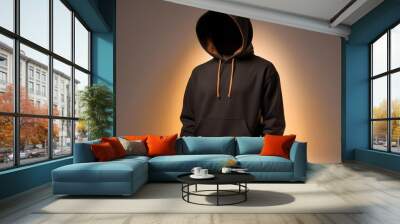 Hoodie sweater mockup. Blank hoodie sweater hanger isolated on white background Wall mural