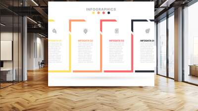 Business infographic template. Timeline with 4 option or steps. Vector illustration. Can be used for workflow diagram, chart, graph, presentation, web design.  Wall mural