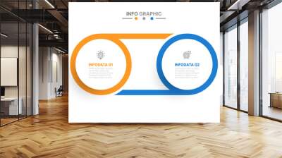 Presentation infographic design template. Business concept with 2 step, option, circle. Vector illustration. Wall mural