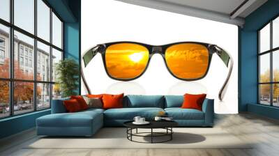 sunset in frame eye glasses Wall mural