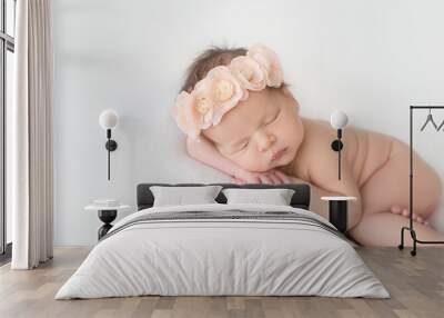 sleeping newborn baby on a blanket Wall mural