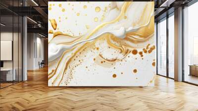 A texture with swirling patterns of white and gray, intertwined with gold accents and splatters.  Wall mural