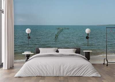 beach and sea meet the horizon Wall mural