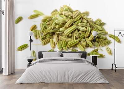 close up of dried fennel seeds isolated on white Wall mural