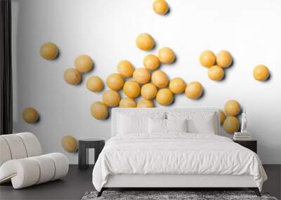 raw soybeans on white, top view Wall mural