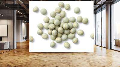 uncooked dried green peas isolated on the white background, top view Wall mural