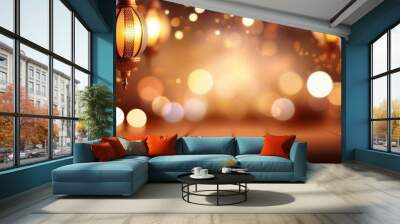 blurred lights backdrop with muslim lantern fanus for design featuring copy space image Wall mural