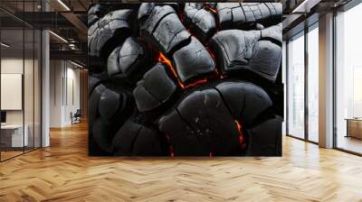 cracks of lava on fire texture Wall mural