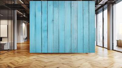 light blue background of old wood plank Wall mural