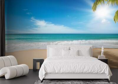 summer beach landscape sandy tropical beach background illustration Wall mural