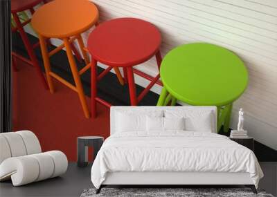 Colorful chair and white wall Wall mural