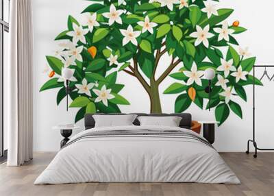 Jasmine tree in pot vector Wall mural